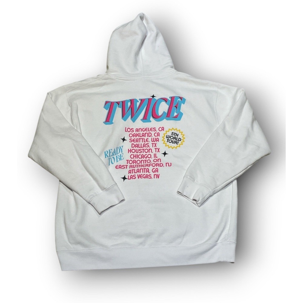 Twice Ready to Be World Tour Official Cotton Blend Hoodie Sweatshirt White XL